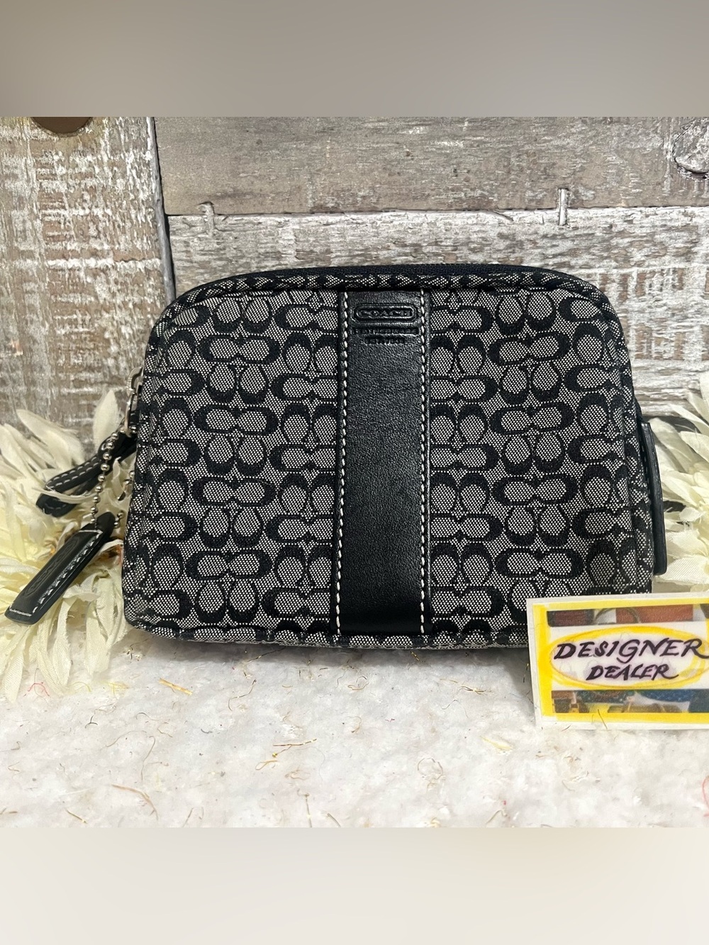 COACH Signature C Leather Stripe Small Pouch